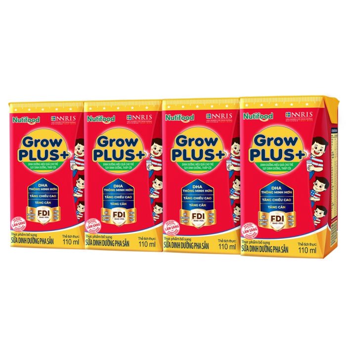 Sữa uống dinh dưỡng Nutifood GrowPLUS+ Đỏ 4*110ml